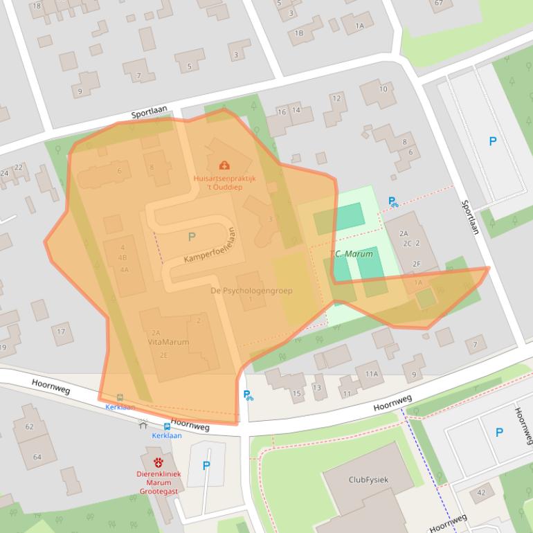 Kaart van postcodegebied 9363EV.