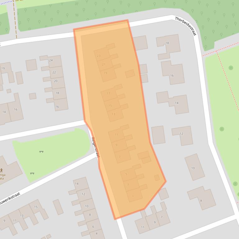 Kaart van postcodegebied 9363GC.