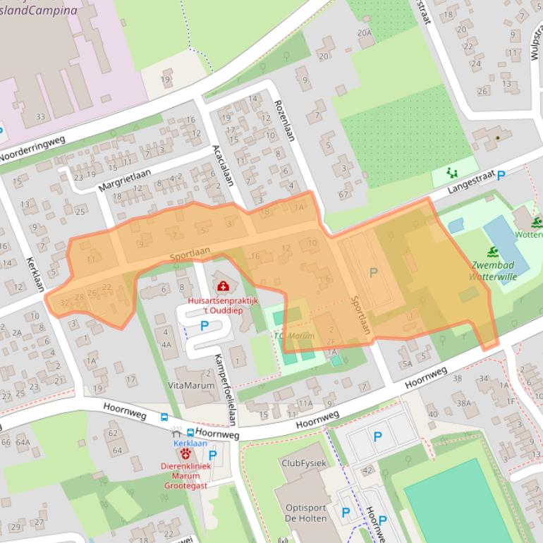 Kaart van postcodegebied 9363GM.