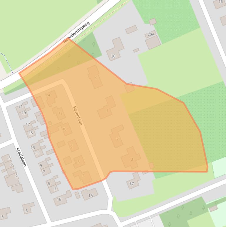 Kaart van postcodegebied 9363GN.