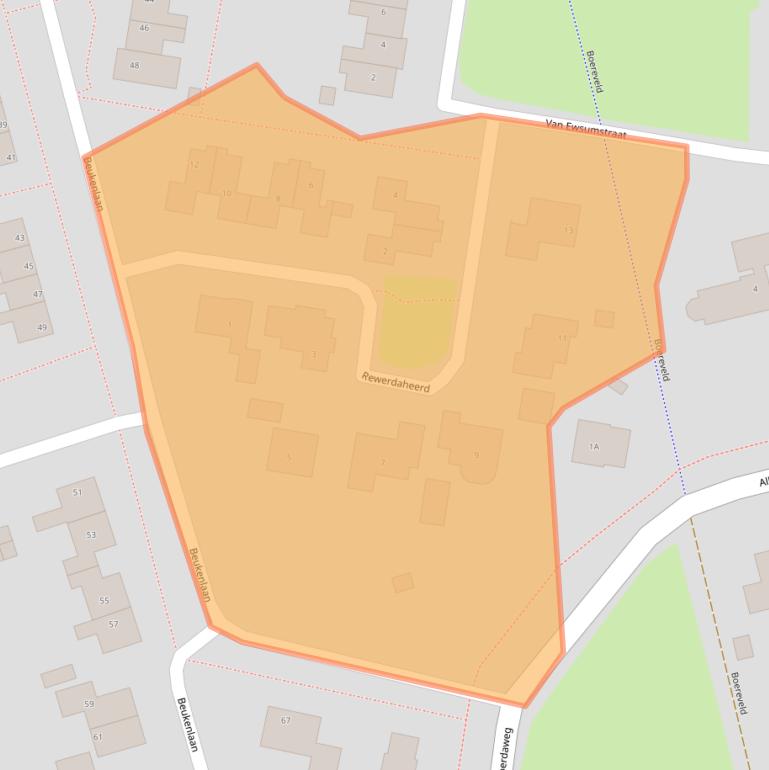 Kaart van postcodegebied 9363JA.