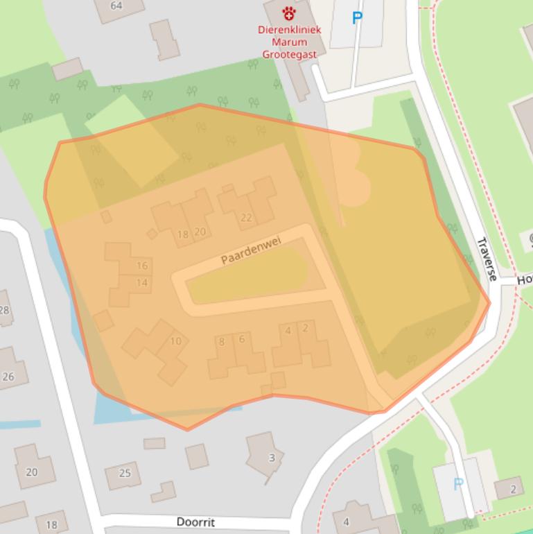 Kaart van postcodegebied 9363LN.