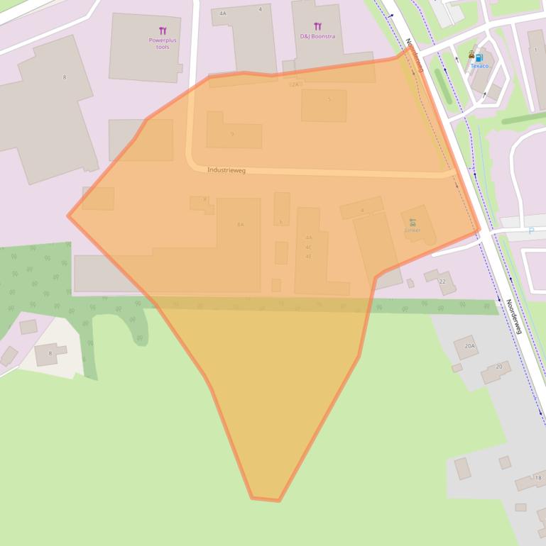 Kaart van postcodegebied 9363TB.