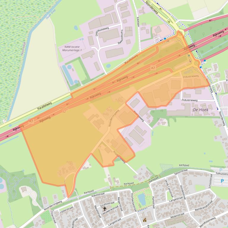 Kaart van postcodegebied 9363TC.