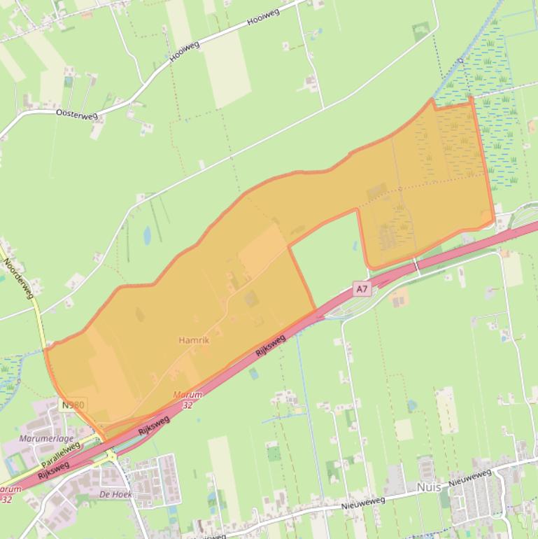 Kaart van postcodegebied 9363TD.