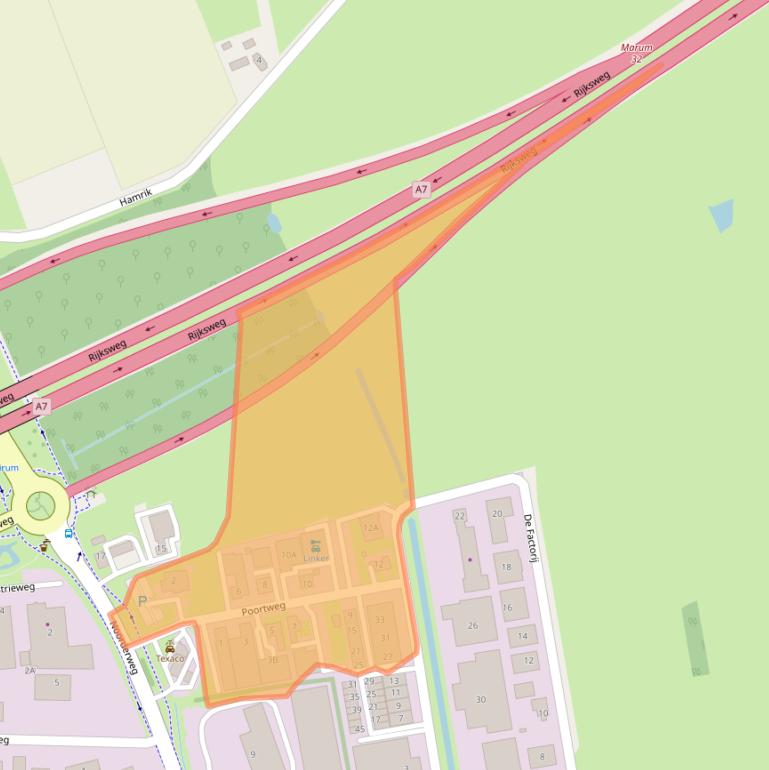 Kaart van postcodegebied 9363TJ.