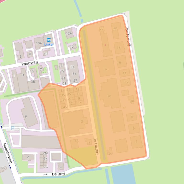 Kaart van postcodegebied 9363TN.