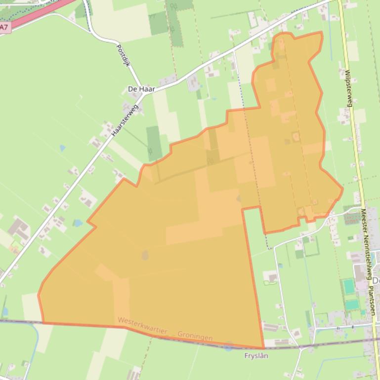 Kaart van postcodegebied 9363VP.