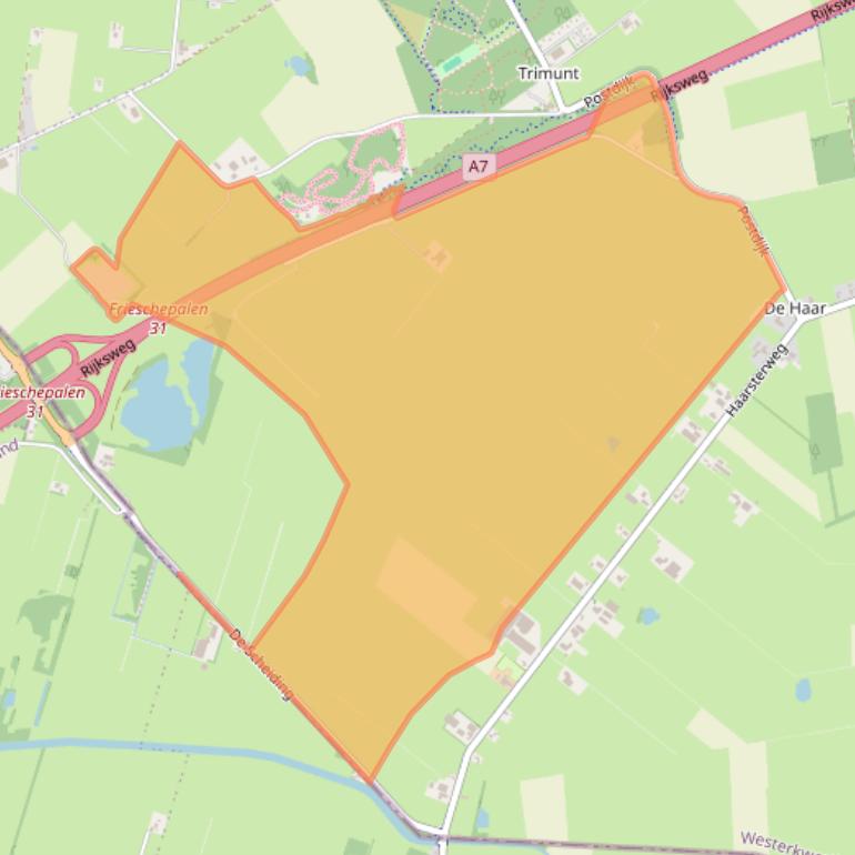 Kaart van postcodegebied 9363VT.