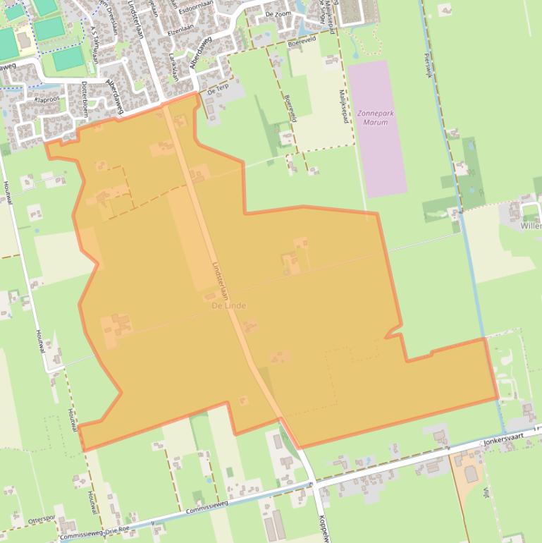 Kaart van postcodegebied 9363XB.