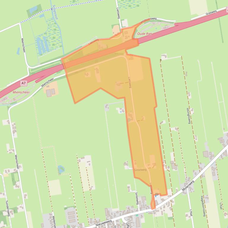 Kaart van postcodegebied 9364TB.