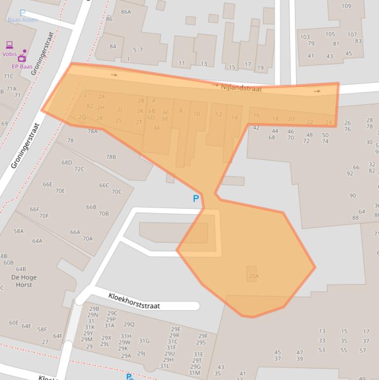 Kaart van postcodegebied 9401AD.