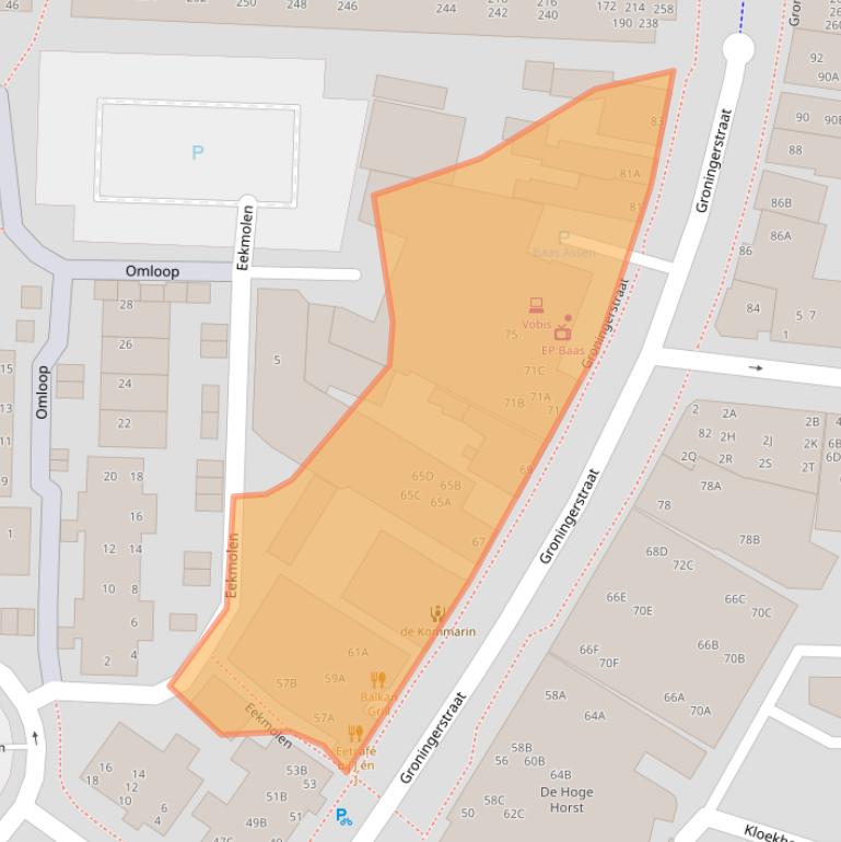 Kaart van postcodegebied 9401BJ.