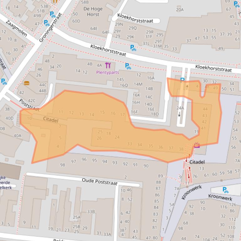 Kaart van postcodegebied 9401BX.