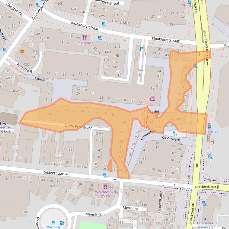 Kaart van postcodegebied 9401BZ.