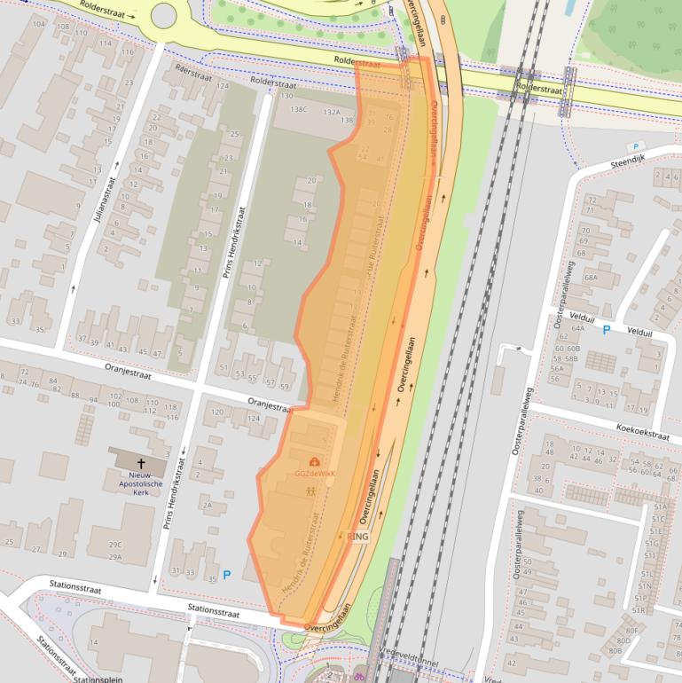Kaart van postcodegebied 9401KT.