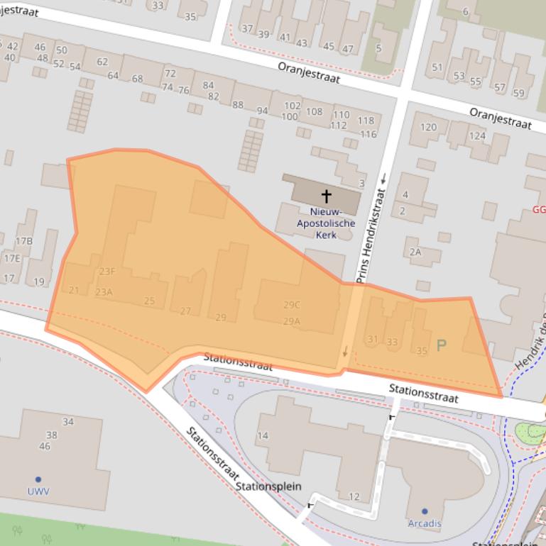 Kaart van postcodegebied 9401KW.