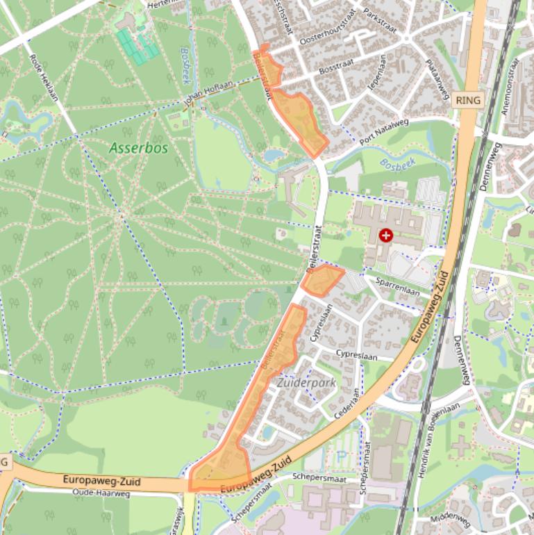 Kaart van postcodegebied 9401PJ.