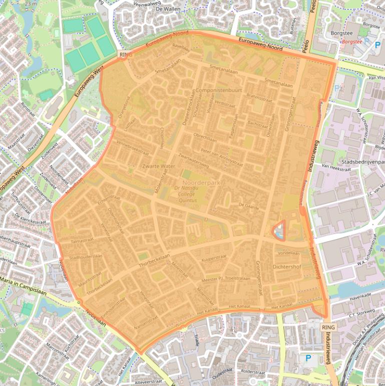 Kaart van postcodegebied 9402.