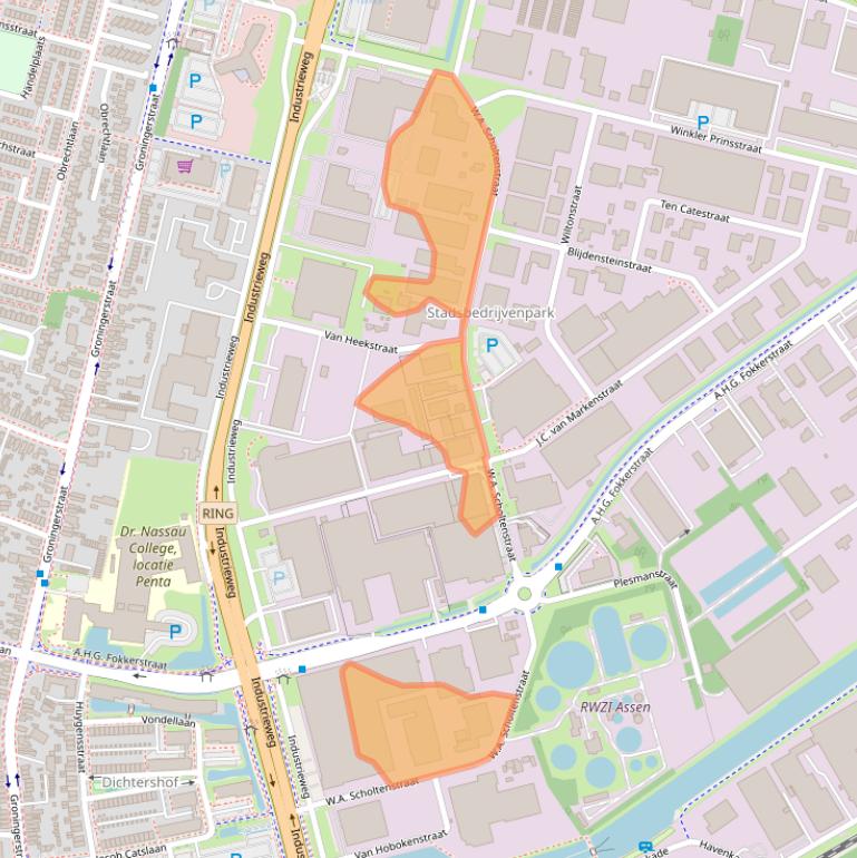 Kaart van postcodegebied 9403AJ.