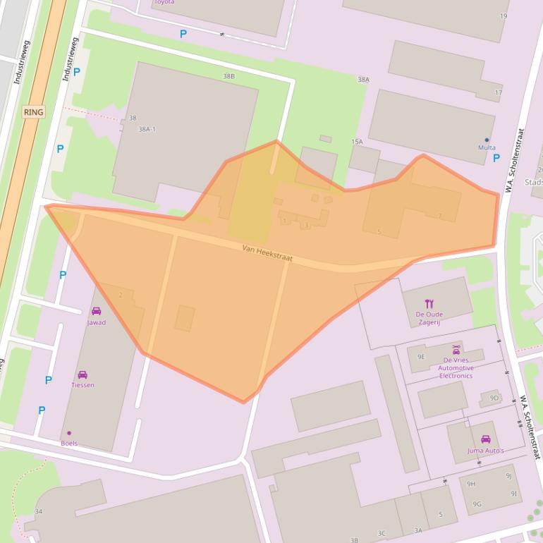 Kaart van postcodegebied 9403AT.