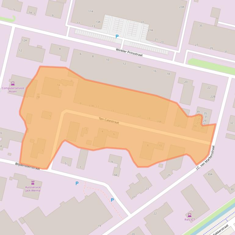 Kaart van postcodegebied 9403AX.