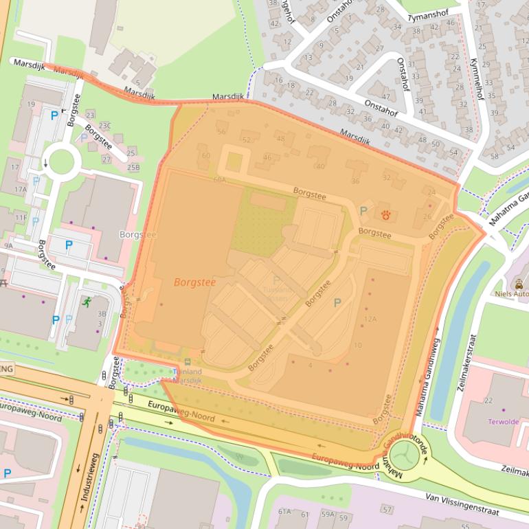 Kaart van postcodegebied 9403TV.
