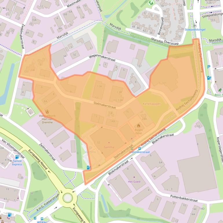 Kaart van postcodegebied 9403VB.