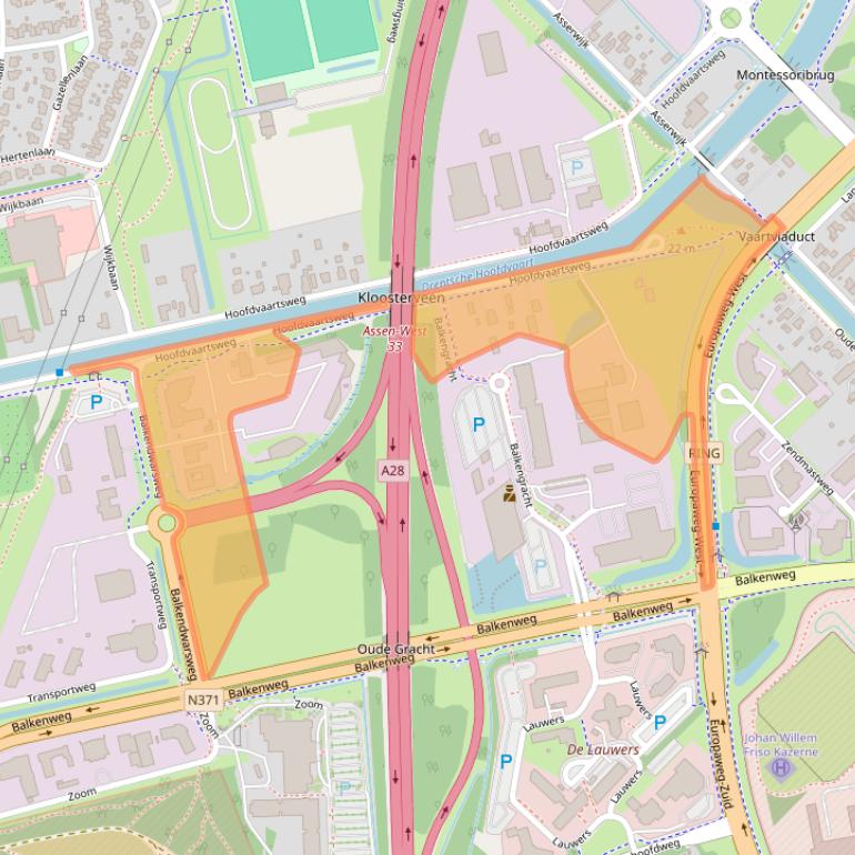 Kaart van postcodegebied 9405AC.