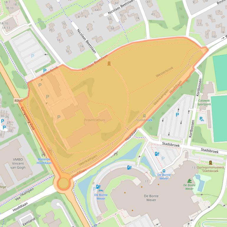 Kaart van postcodegebied 9405BJ.