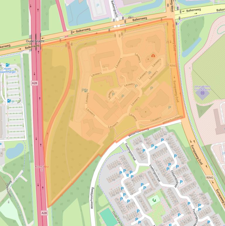 Kaart van postcodegebied 9405BL.