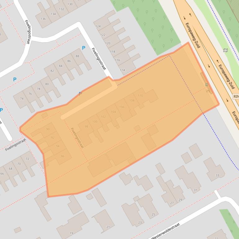 Kaart van postcodegebied 9405EH.