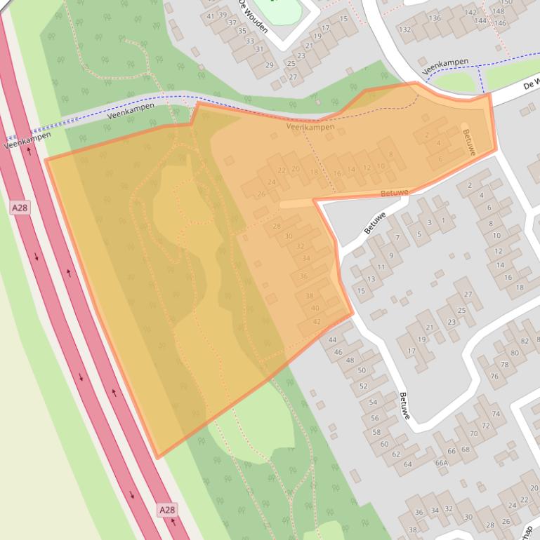 Kaart van postcodegebied 9405JJ.