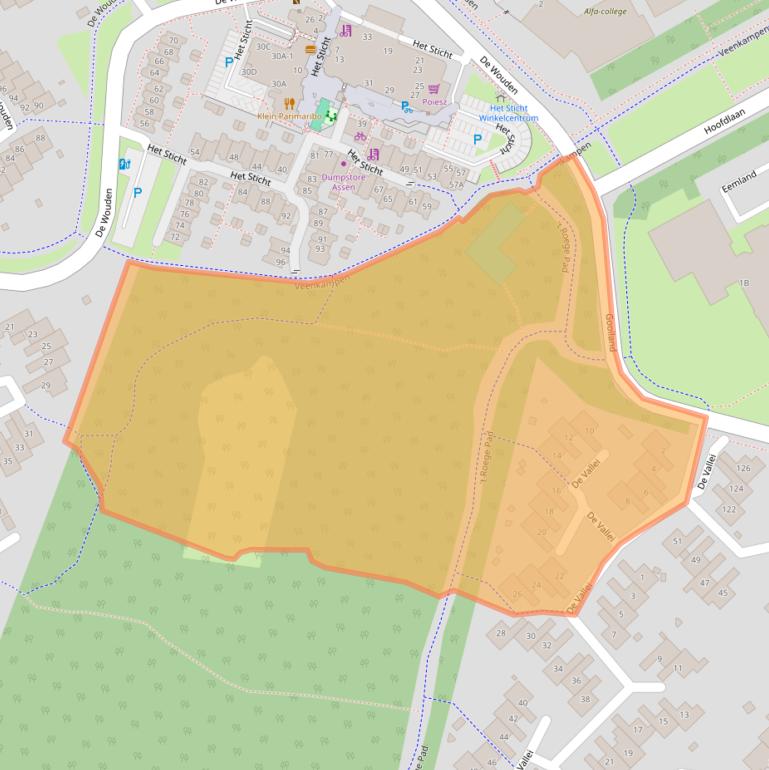 Kaart van postcodegebied 9405KJ.
