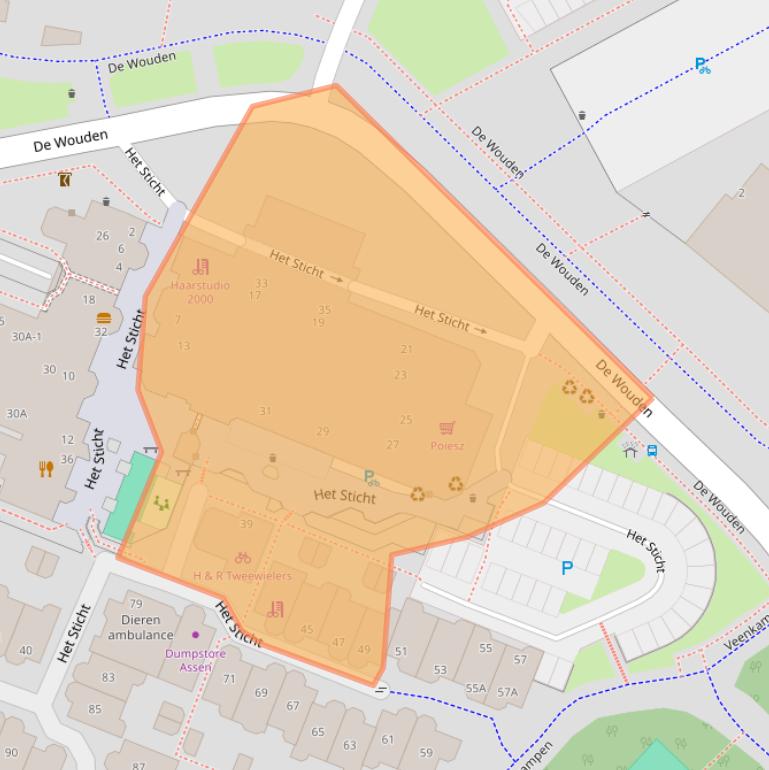 Kaart van postcodegebied 9405NS.