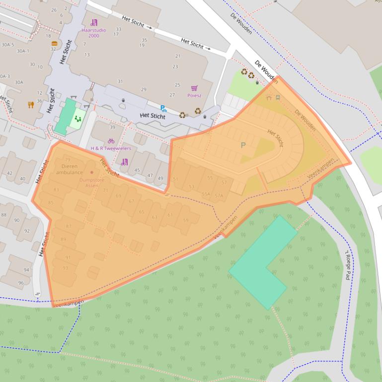 Kaart van postcodegebied 9405NT.