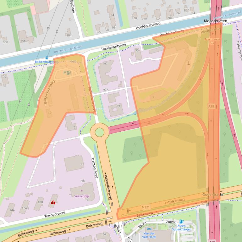Kaart van postcodegebied 9405PT.