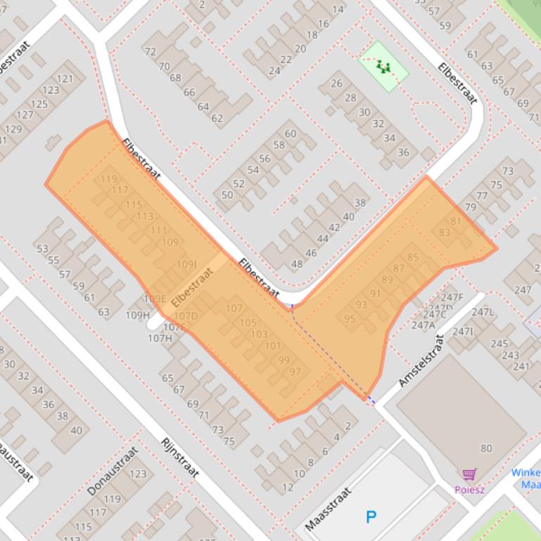 Kaart van postcodegebied 9406SV.