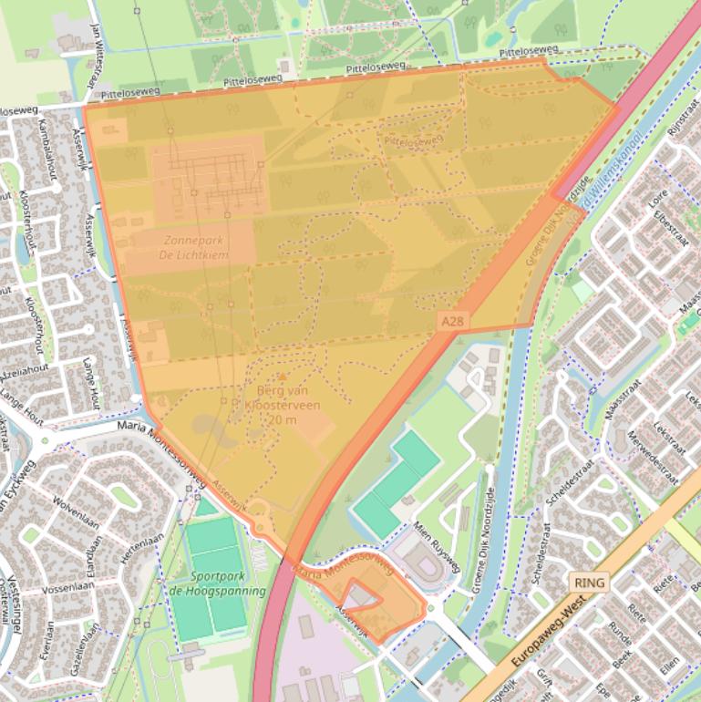 Kaart van postcodegebied 9406XK.