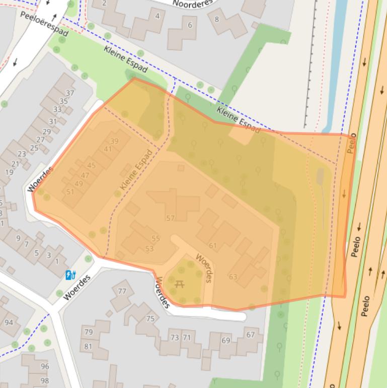 Kaart van postcodegebied 9407CL.