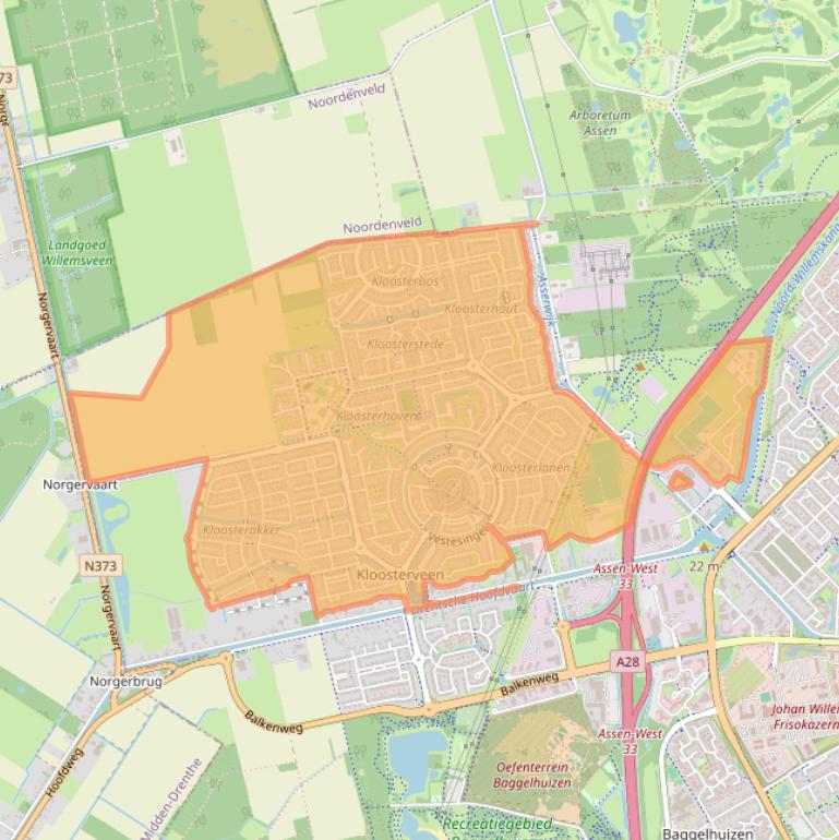 Kaart van postcodegebied 9408.