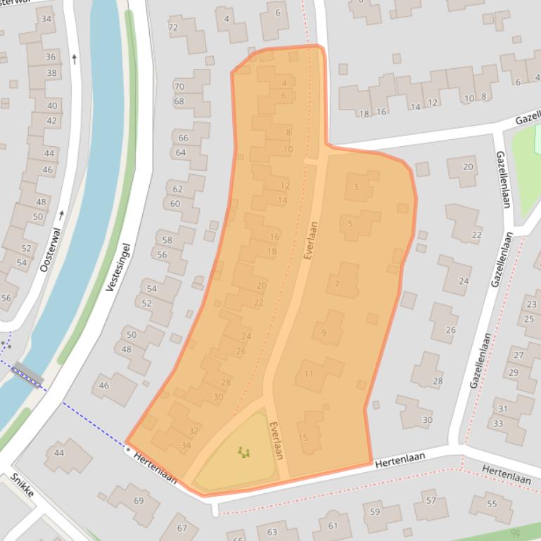 Kaart van postcodegebied 9408CJ.