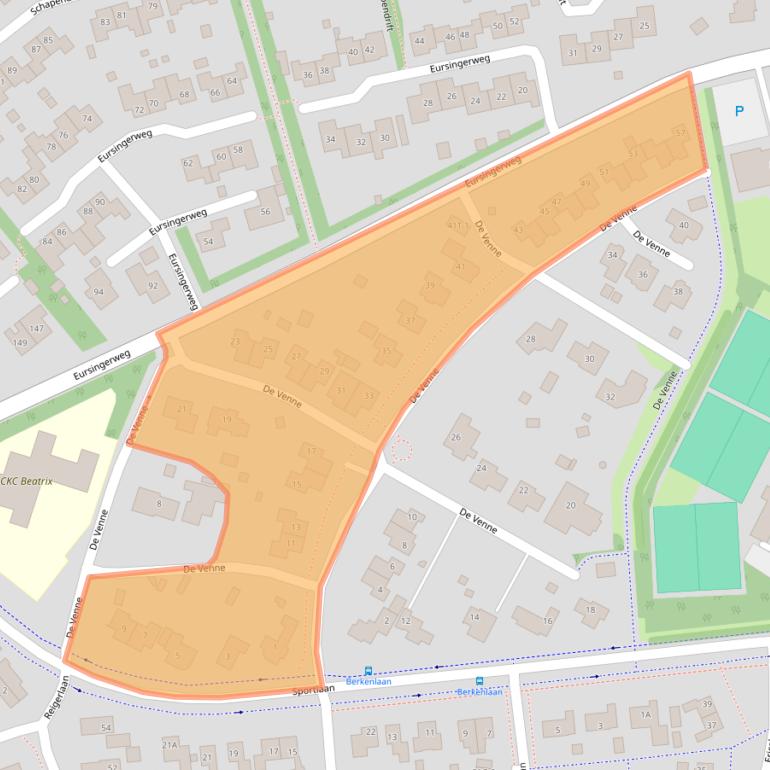 Kaart van postcodegebied 9411BV.