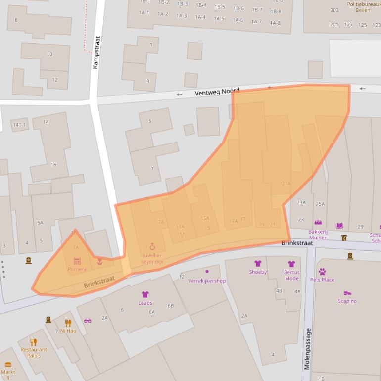 Kaart van postcodegebied 9411KJ.