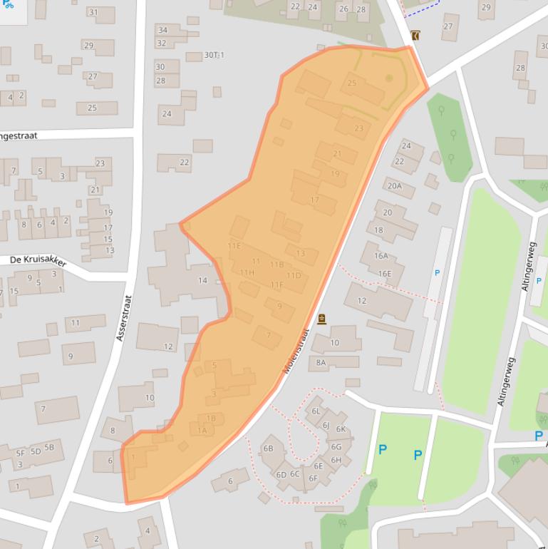 Kaart van postcodegebied 9411NJ.