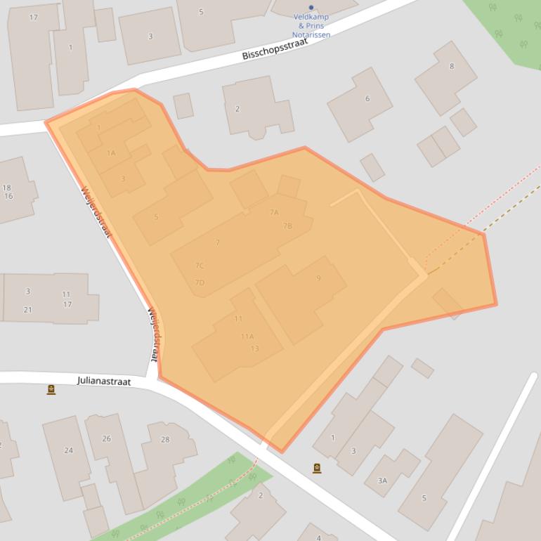 Kaart van postcodegebied 9411PJ.