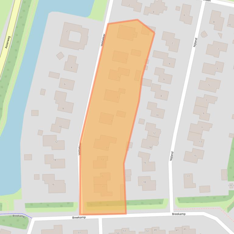 Kaart van postcodegebied 9412AB.