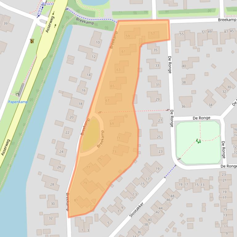 Kaart van postcodegebied 9412AS.