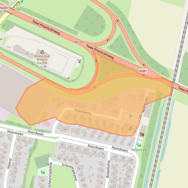 Kaart van postcodegebied 9412AT.