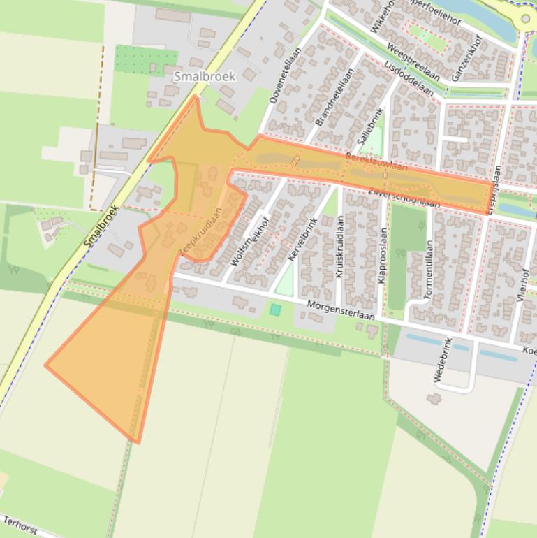 Kaart van postcodegebied 9413BE.